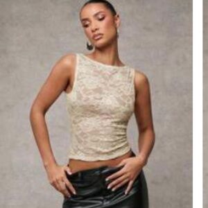 Elegant Cream Lace Sleeveless Top